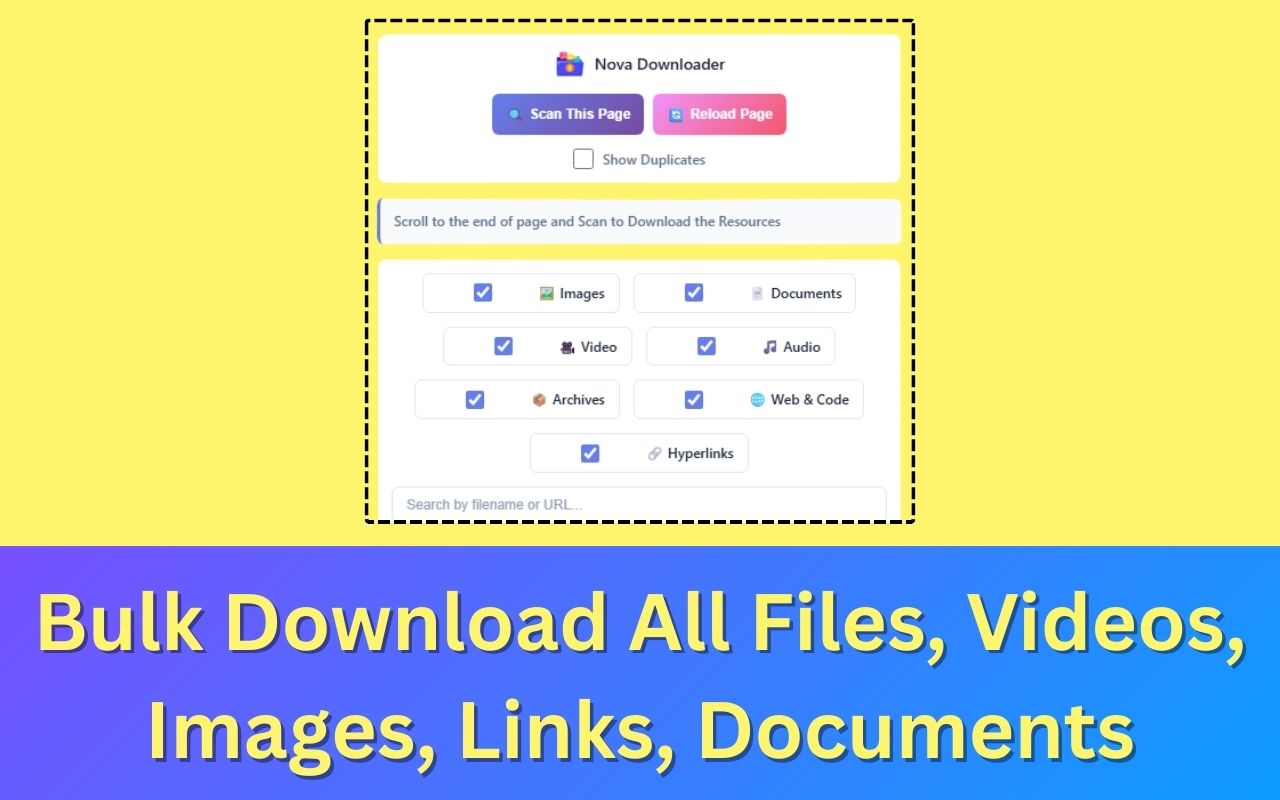 Nova Downloader – 批量下载文件、视频、图片、链接、文档 chrome谷歌浏览器插件_扩展第1张截图