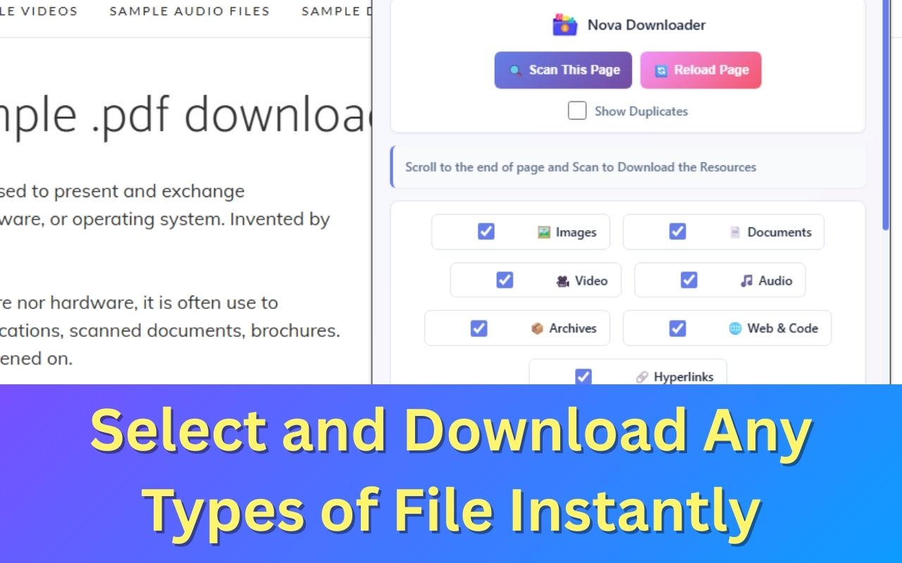 Nova Downloader – 批量下载文件、视频、图片、链接、文档 chrome谷歌浏览器插件_扩展第2张截图