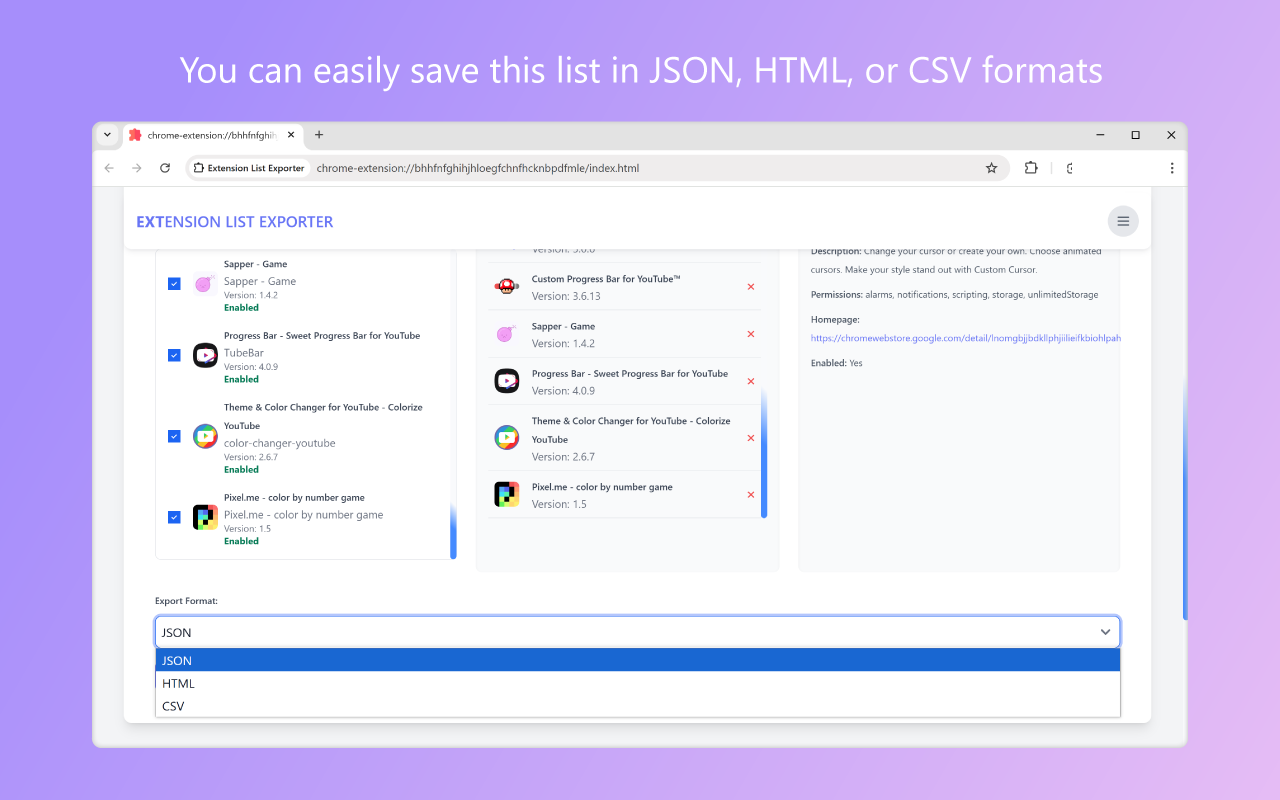 Extension List Exporter chrome谷歌浏览器插件_扩展第1张截图