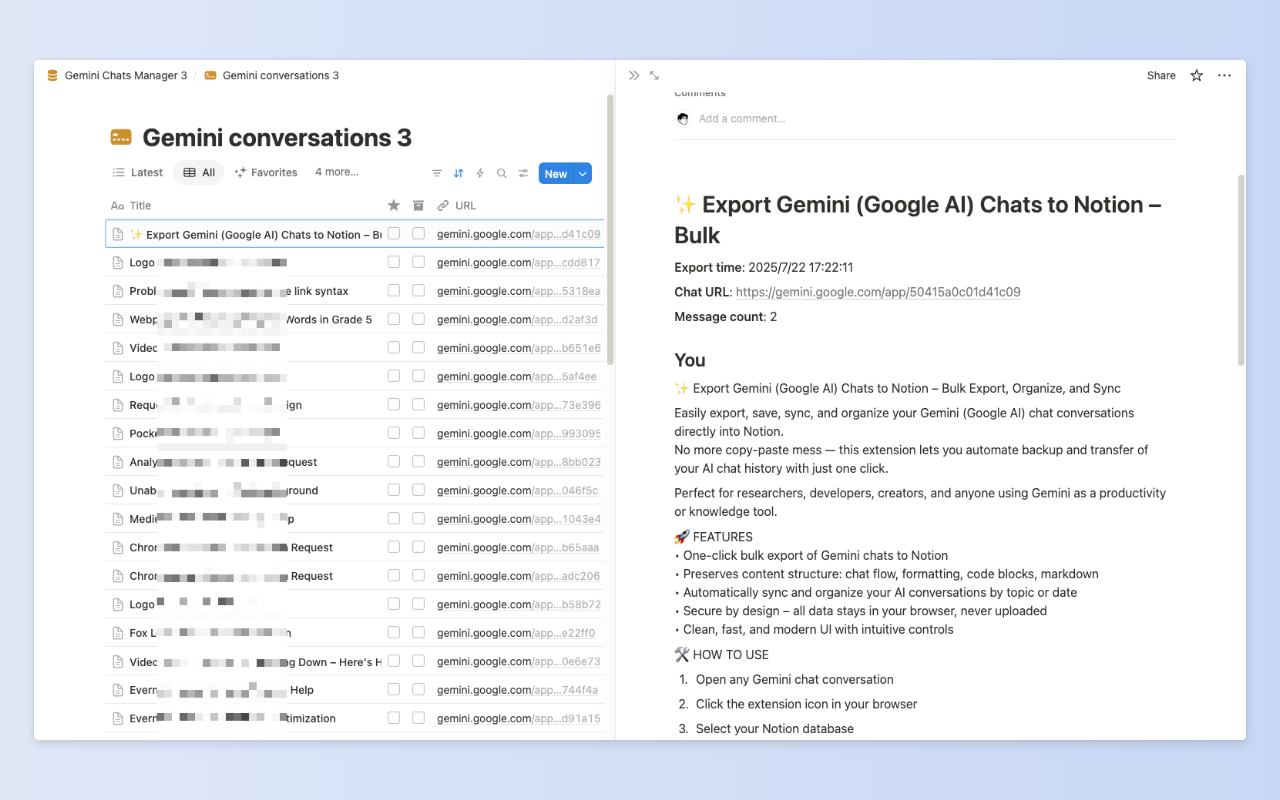 Gemini 聊天记录下载 - 批量导出 chrome谷歌浏览器插件_扩展第1张截图