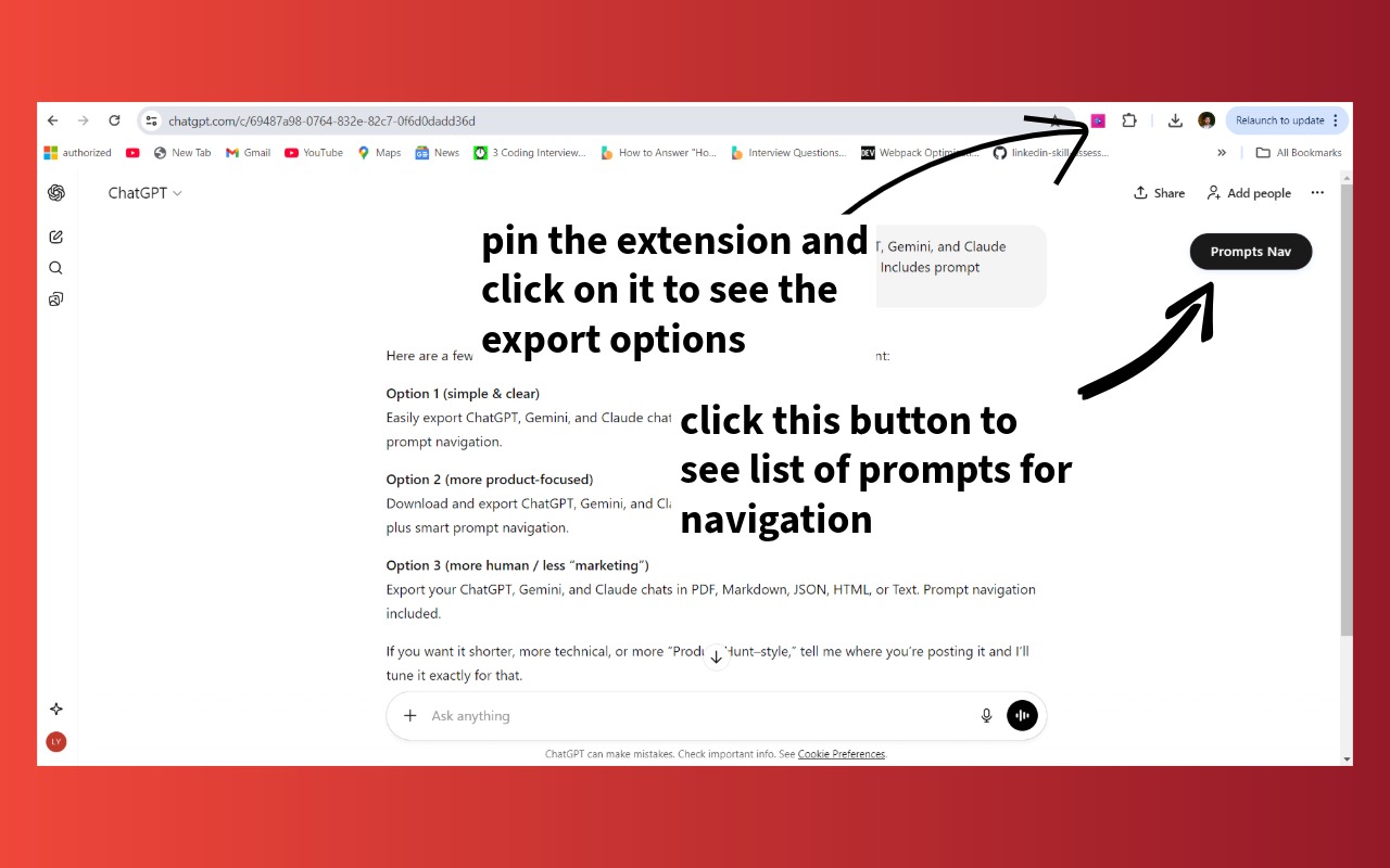 ChatGPT, Gemini, Claude Chat Export & Navigator chrome谷歌浏览器插件_扩展第5张截图