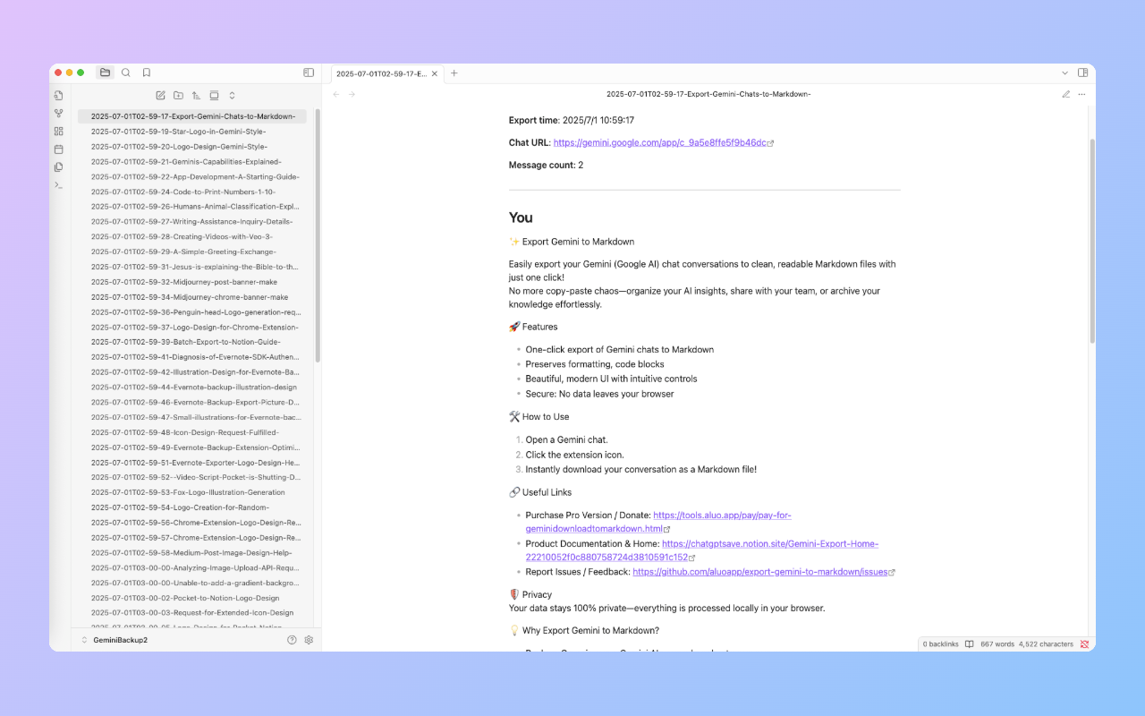 Gemini批量导出为Markdown chrome谷歌浏览器插件_扩展第3张截图