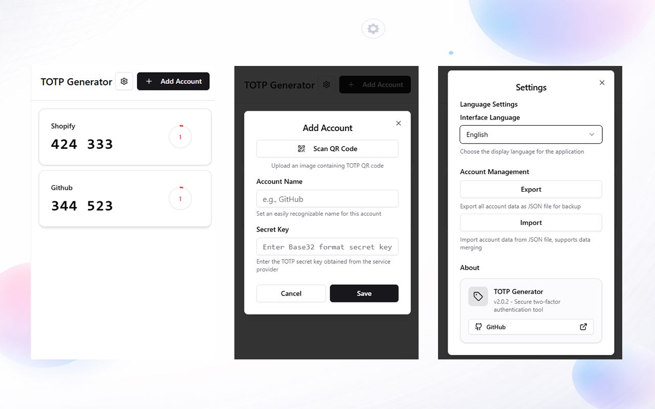 TOTP Authenticator - 2FA OTP Code Generator chrome谷歌浏览器插件_扩展第1张截图