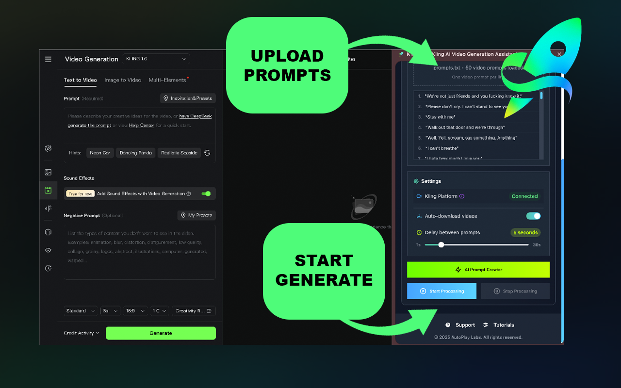 KlingGen: Kling AI Bulk Video Generator chrome谷歌浏览器插件_扩展第2张截图
