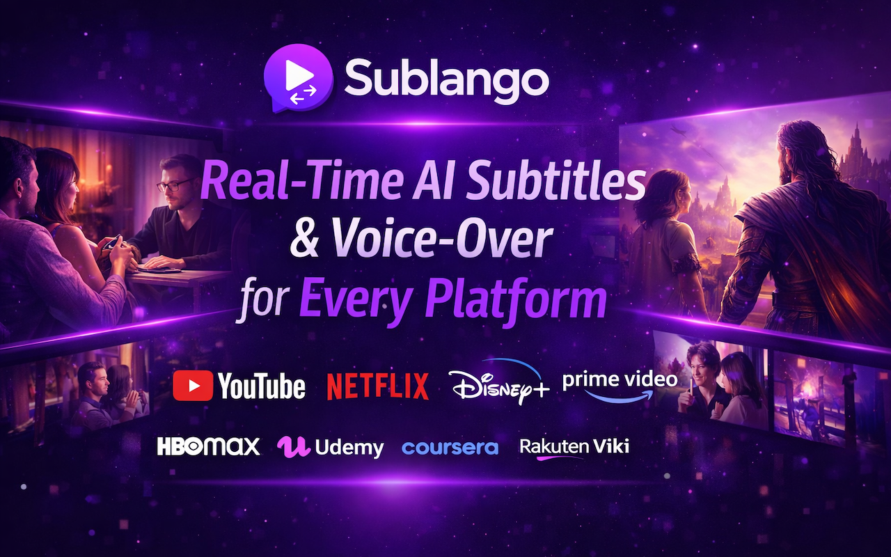 Sublango AI-powered Subtitles and Voice-over chrome谷歌浏览器插件_扩展第2张截图