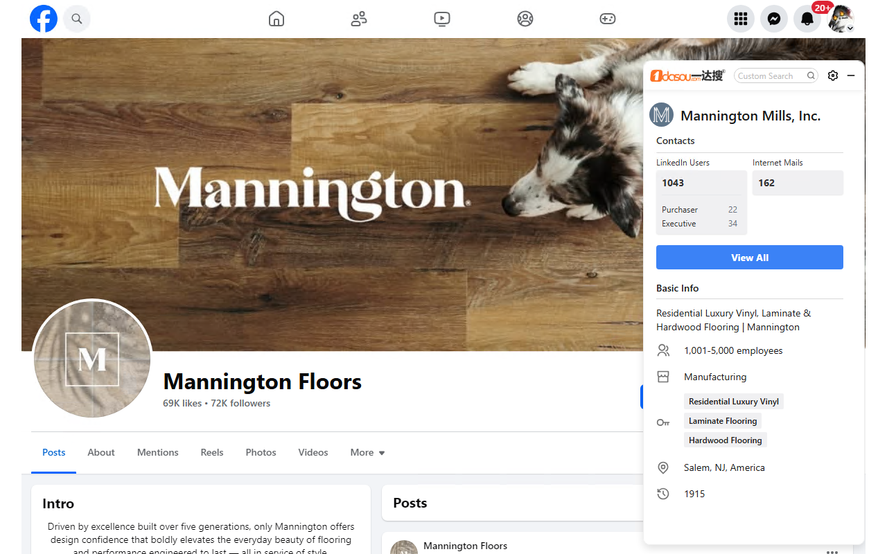 1dasou.com - B2B Company & Contact Info chrome谷歌浏览器插件_扩展第1张截图