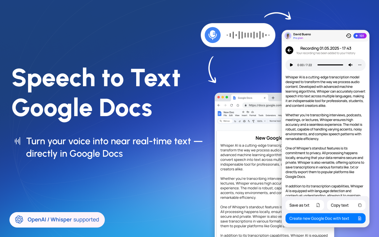 Speech to Text Google Docs chrome谷歌浏览器插件_扩展第2张截图