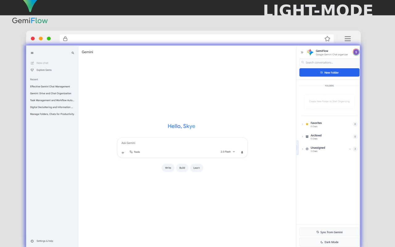 Gemini Chat & Folders Organizer - GemiFlow chrome谷歌浏览器插件_扩展第1张截图