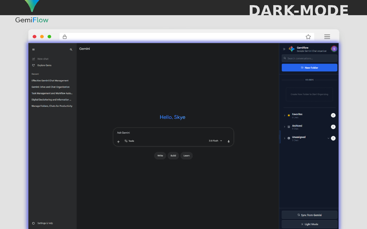 Gemini Chat & Folders Organizer - GemiFlow chrome谷歌浏览器插件_扩展第2张截图