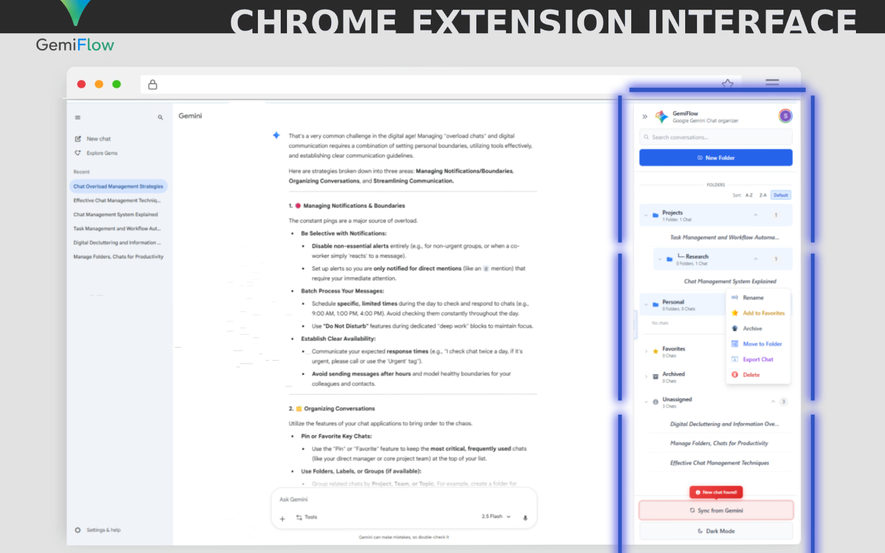 Gemini Chat & Folders Organizer - GemiFlow chrome谷歌浏览器插件_扩展第4张截图