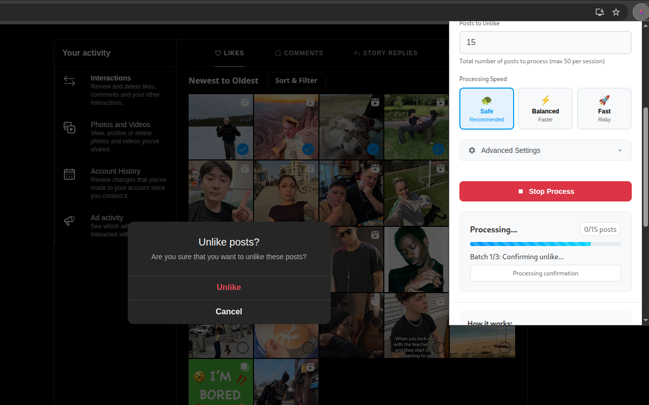 Insta Bulk Unlike chrome谷歌浏览器插件_扩展第1张截图