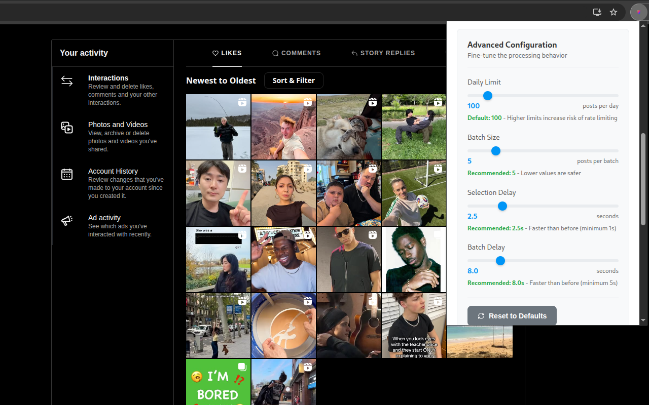 Insta Bulk Unlike chrome谷歌浏览器插件_扩展第2张截图