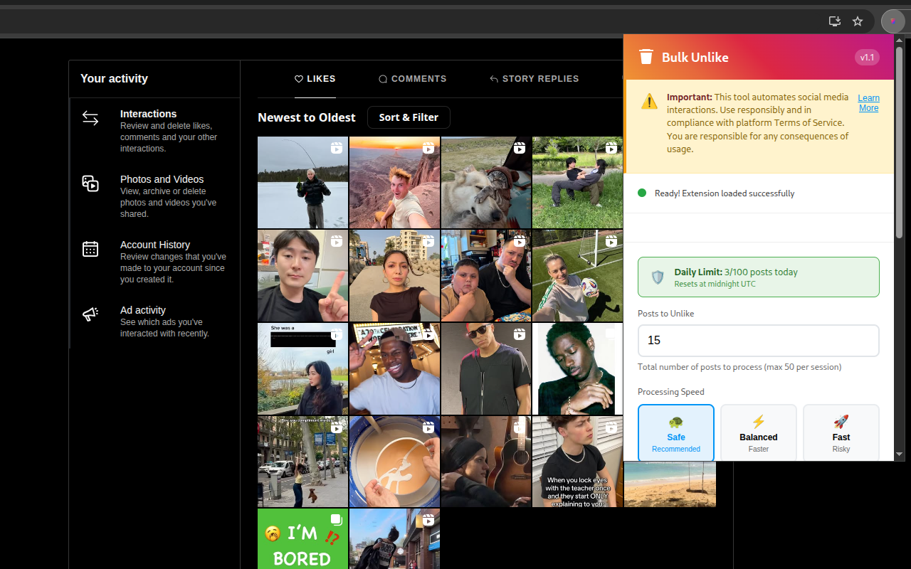 Insta Bulk Unlike chrome谷歌浏览器插件_扩展第3张截图