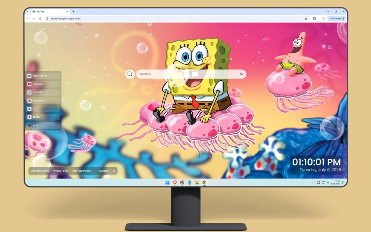 SpongeBob SquarePants Patrick Star Live Wallpaper chrome谷歌浏览器插件_扩展第1张截图