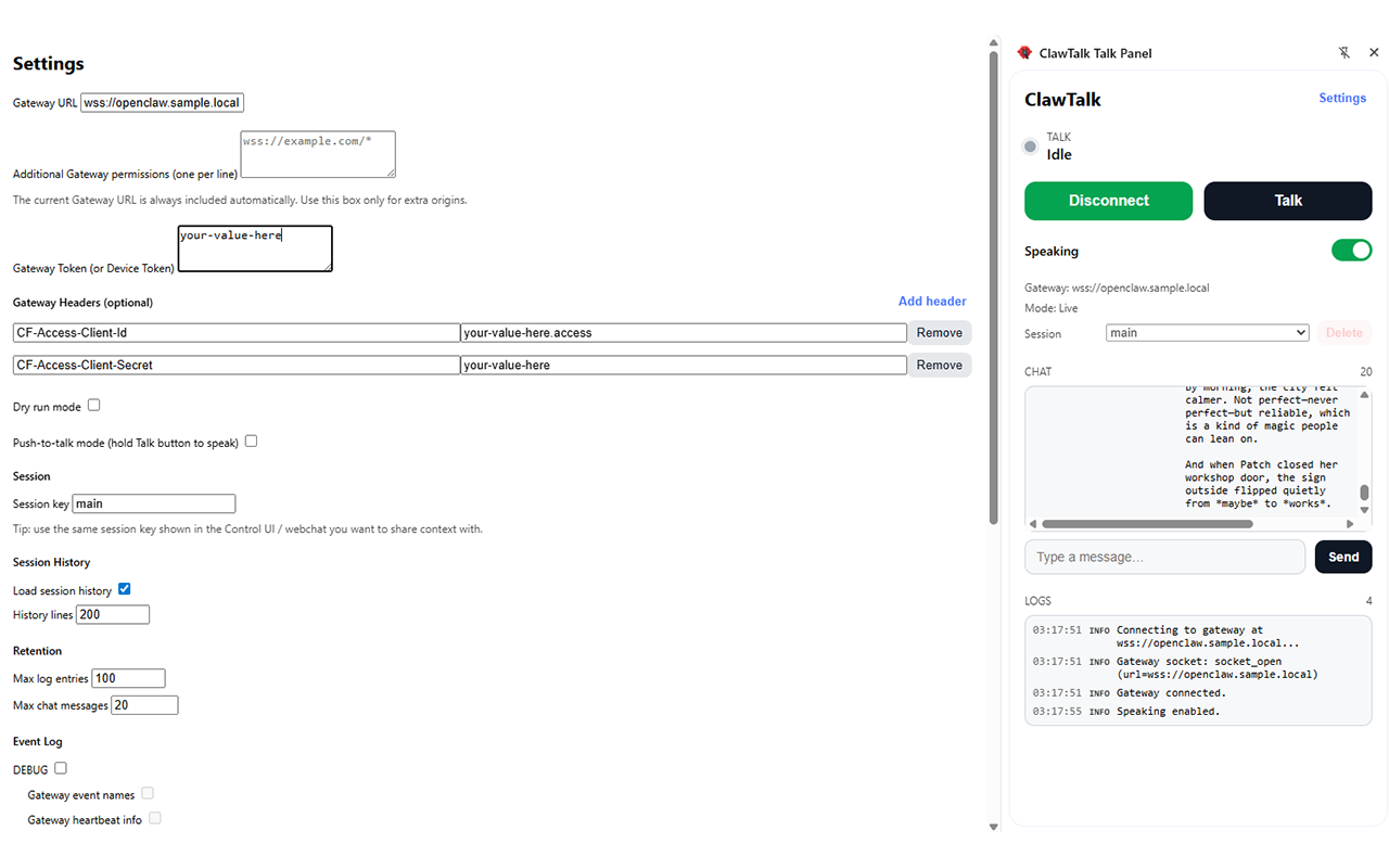 ClawTalk chrome谷歌浏览器插件_扩展第2张截图