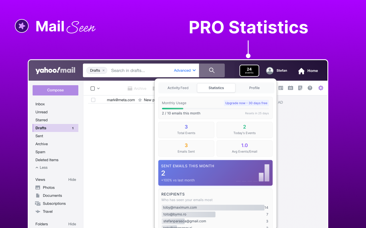 Mail Seen - Unlimited Email Tracker for Yahoo chrome谷歌浏览器插件_扩展第1张截图