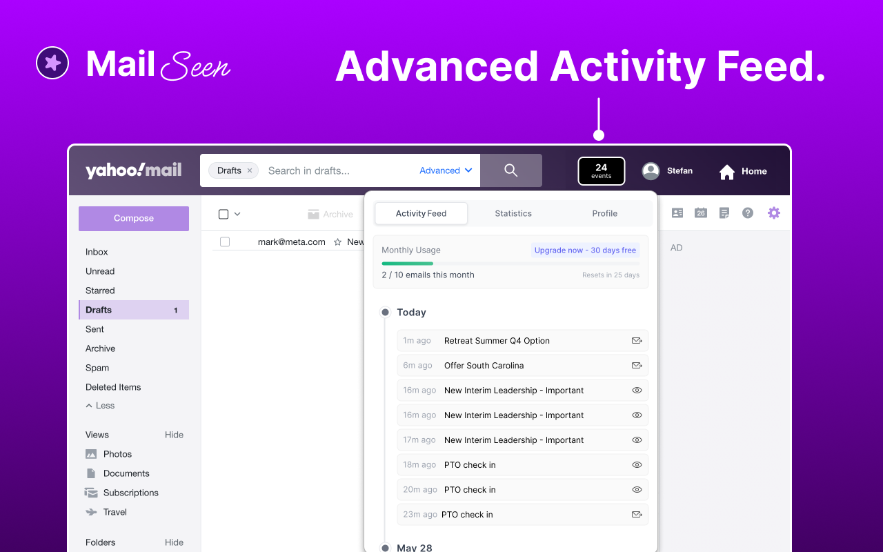 Mail Seen - Unlimited Email Tracker for Yahoo chrome谷歌浏览器插件_扩展第4张截图