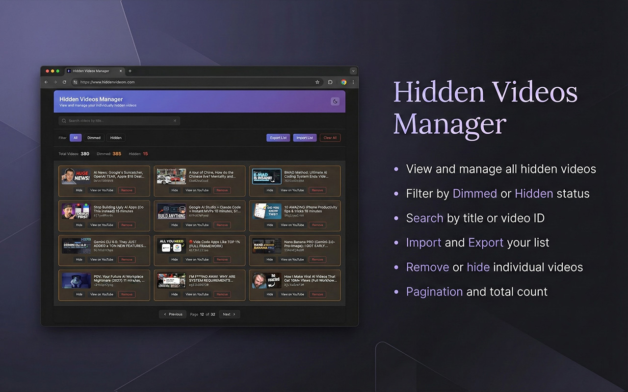YouTube Hide Watched Videos chrome谷歌浏览器插件_扩展第3张截图