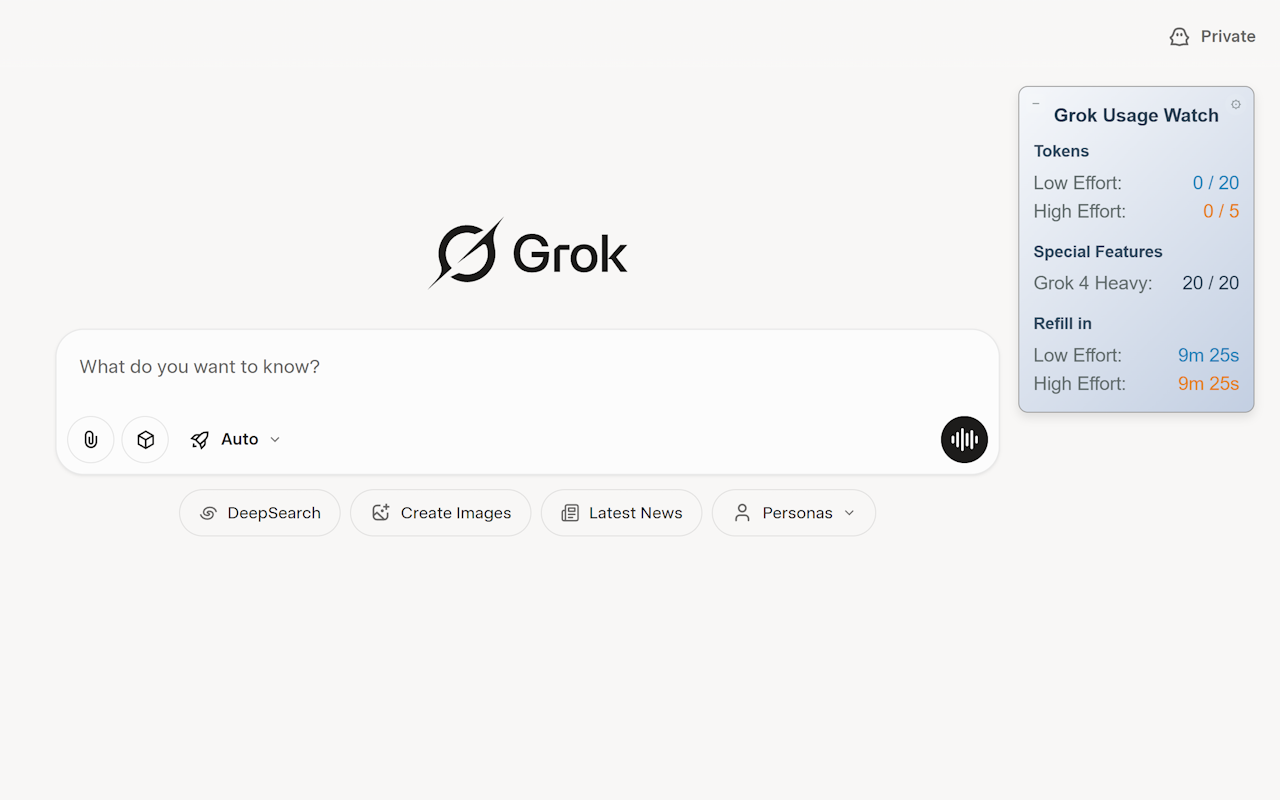 Grok Usage Watch – 实时用量追踪 chrome谷歌浏览器插件_扩展第1张截图
