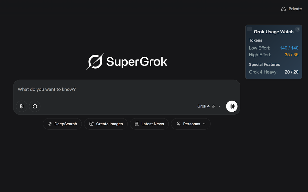 Grok Usage Watch – 实时用量追踪 chrome谷歌浏览器插件_扩展第2张截图