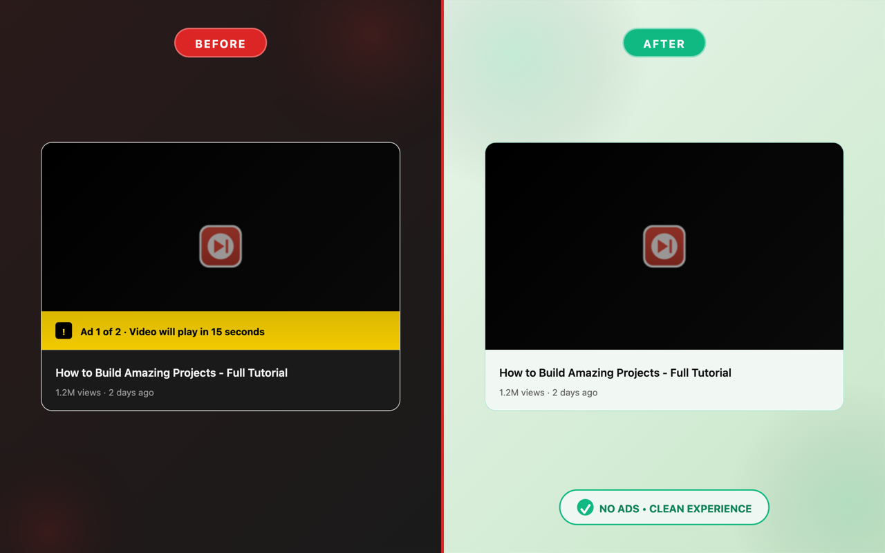 TubeAdFree：自动跳过和屏蔽广告（适用于 YouTube） chrome谷歌浏览器插件_扩展第1张截图