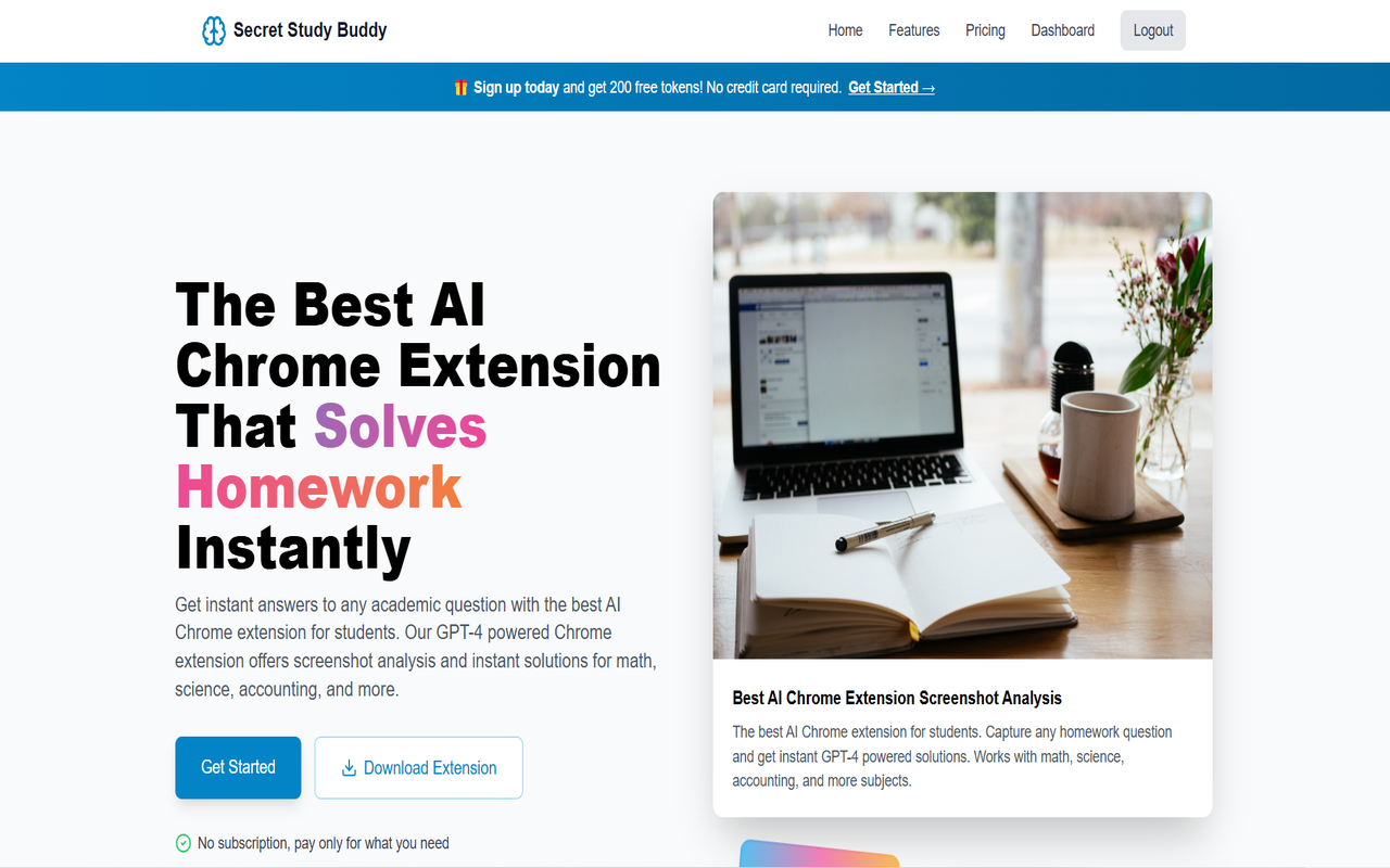Secret Study Buddy – AI Canvas Homework Assistant chrome谷歌浏览器插件_扩展第3张截图