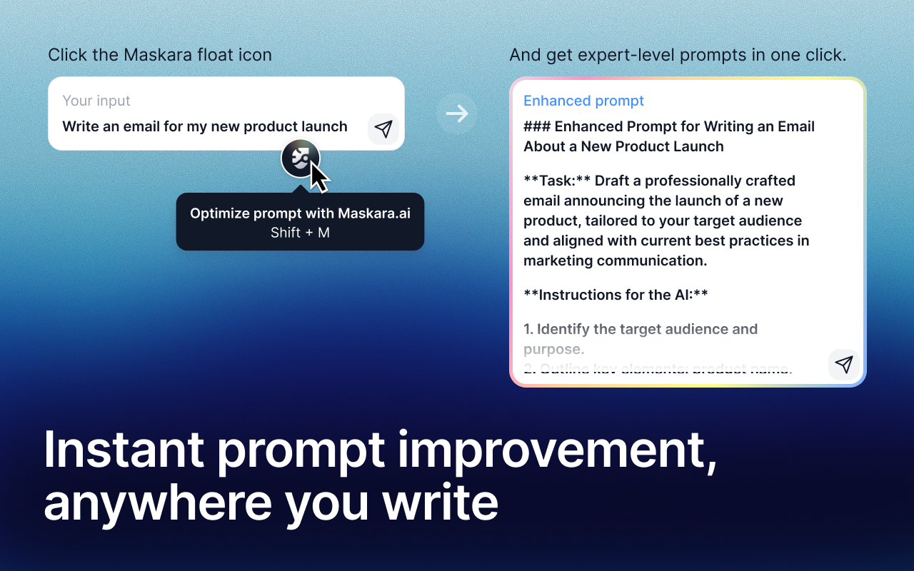 Maskara - AI Prompt Optimizer for ChatGPT, Claude, Loveable and more chrome谷歌浏览器插件_扩展第2张截图