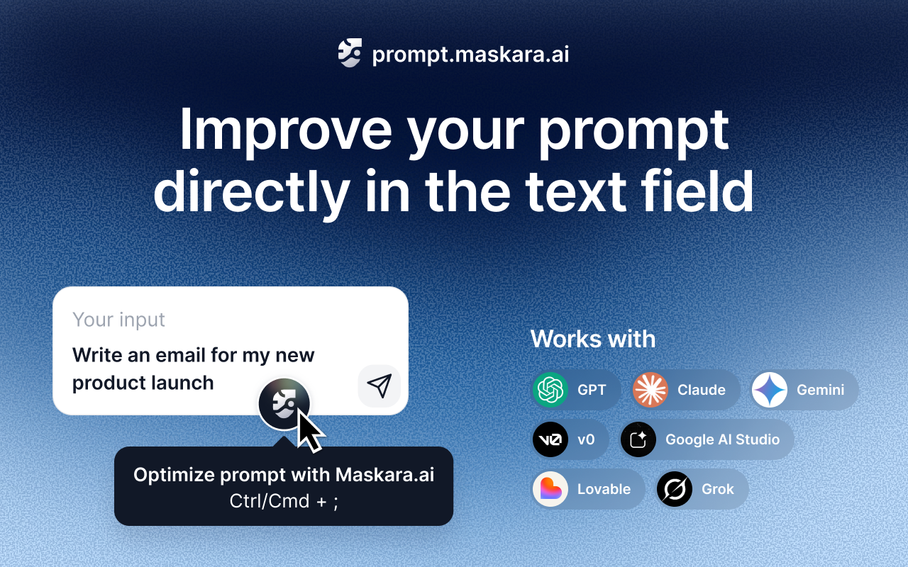 Maskara - AI Prompt Optimizer for ChatGPT, Claude, Loveable and more chrome谷歌浏览器插件_扩展第3张截图