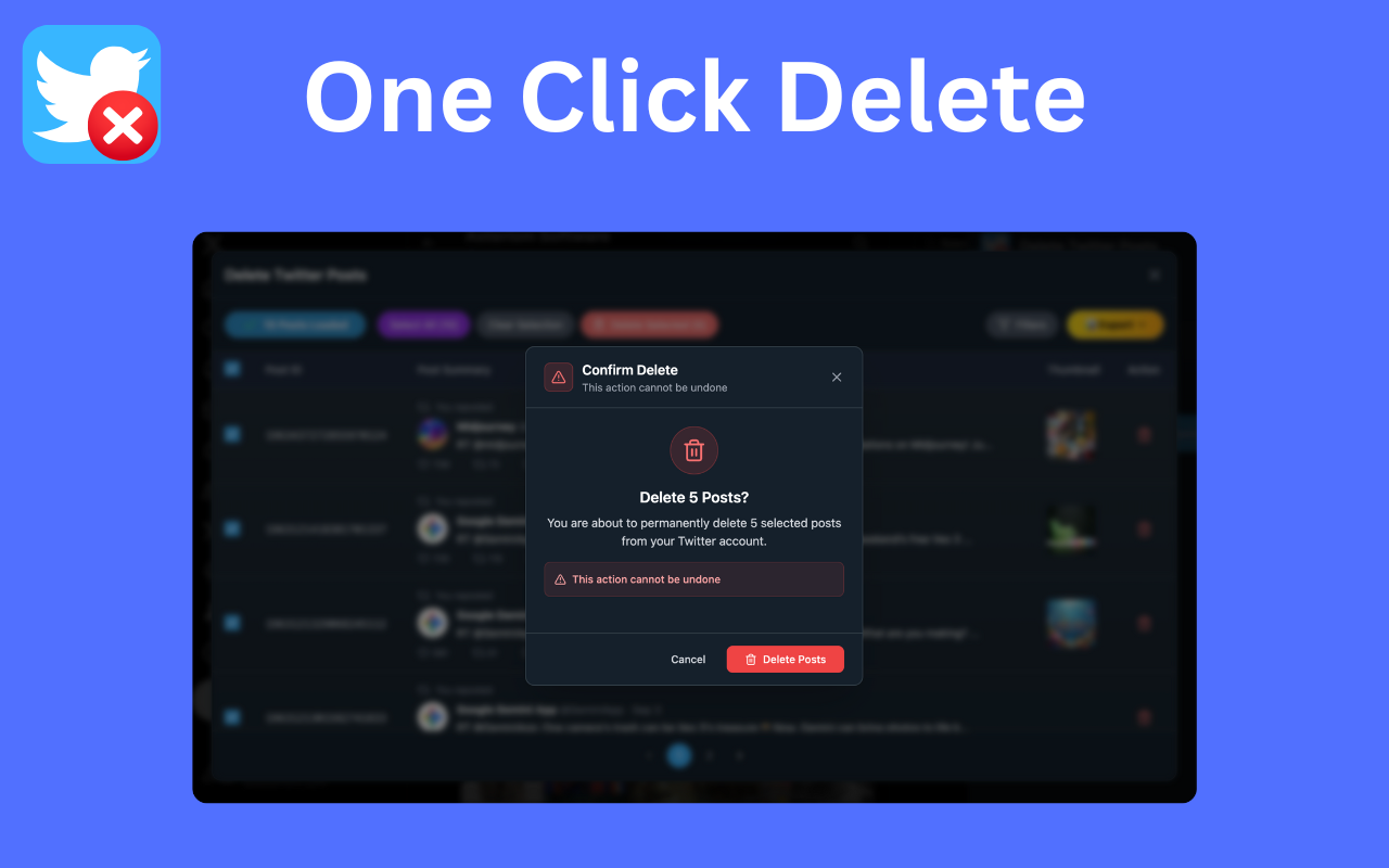 Delete Twitter Posts - Bulk Clean X Tweets chrome谷歌浏览器插件_扩展第3张截图