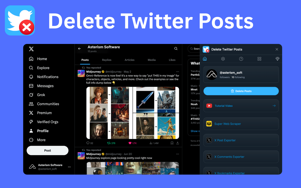 Delete Twitter Posts - Bulk Clean X Tweets chrome谷歌浏览器插件_扩展第5张截图