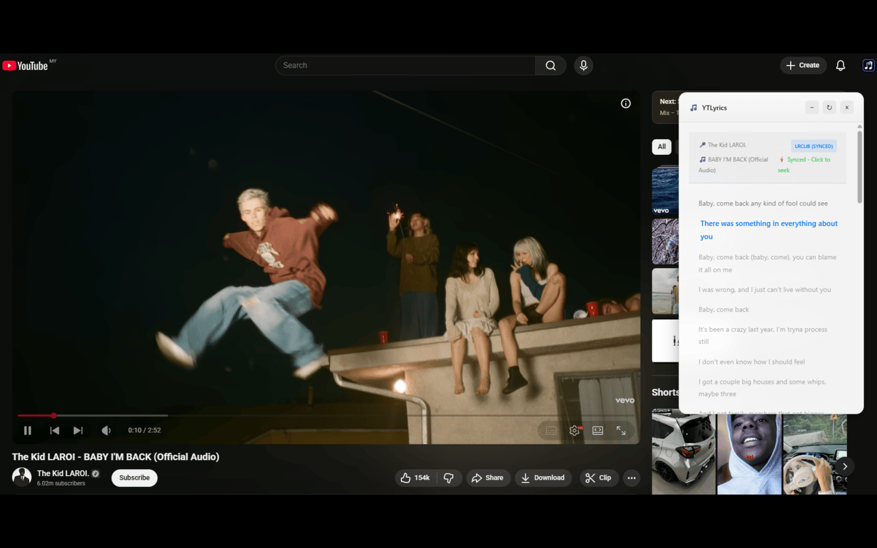 YouTube Lyrics Extension – Real-Time Synced Lyrics | YT Lyrics chrome谷歌浏览器插件_扩展第2张截图