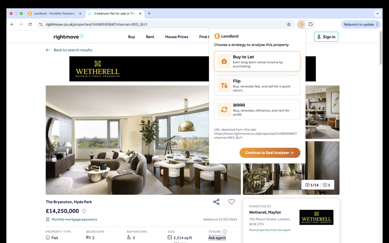 Lendlord Deal Analyser chrome谷歌浏览器插件_扩展第1张截图
