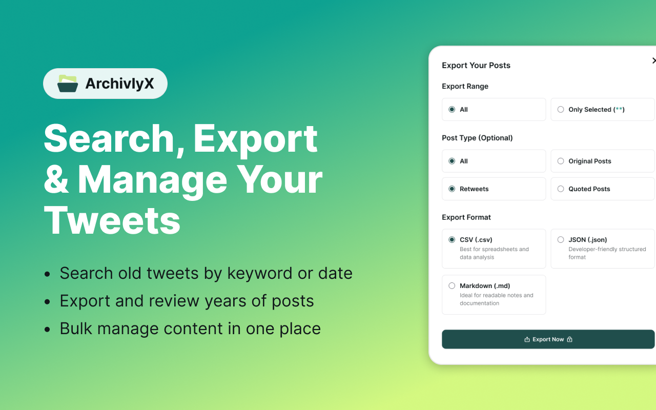 ArchivlyX – Manage & Export Your Twitter Data chrome谷歌浏览器插件_扩展第4张截图