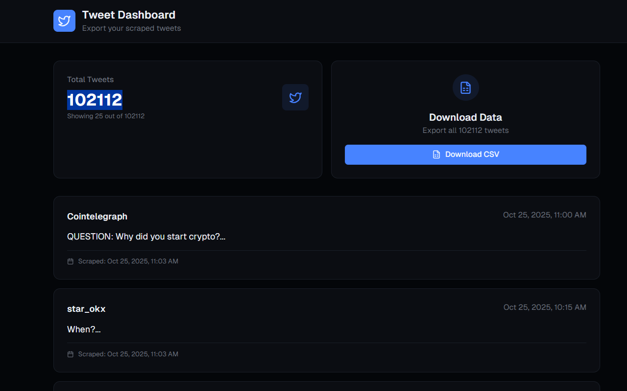 FREE Twitter (X) Social Data Scraper - Instantly export Tweets as CSV chrome谷歌浏览器插件_扩展第2张截图