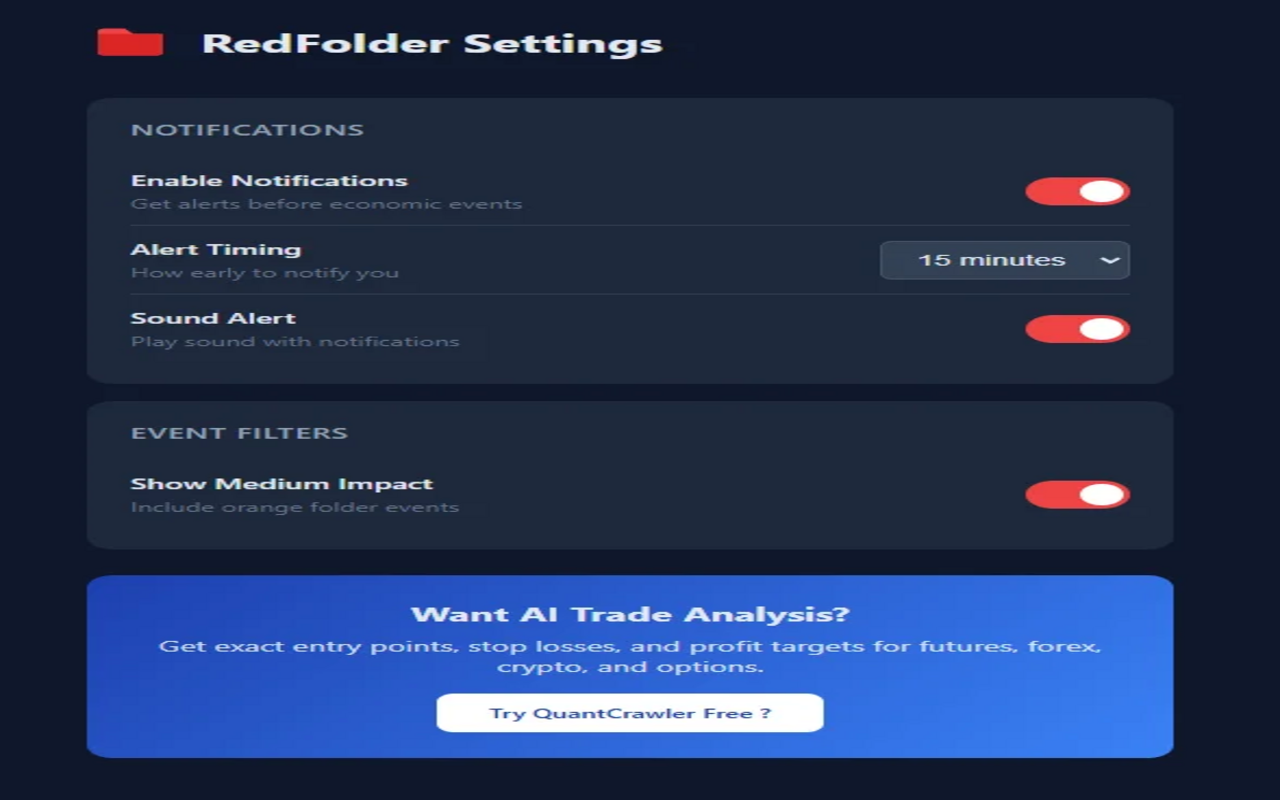 RedFolder - Economic Calendar Alerts chrome谷歌浏览器插件_扩展第1张截图