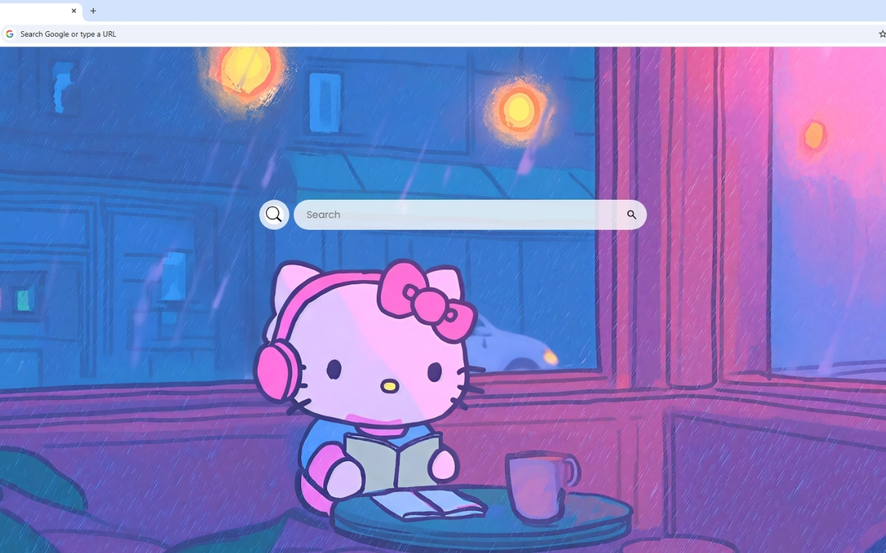 Hello Kitty Lofi Cafe Rainy Evening Live Wallpaper chrome谷歌浏览器插件_扩展第3张截图