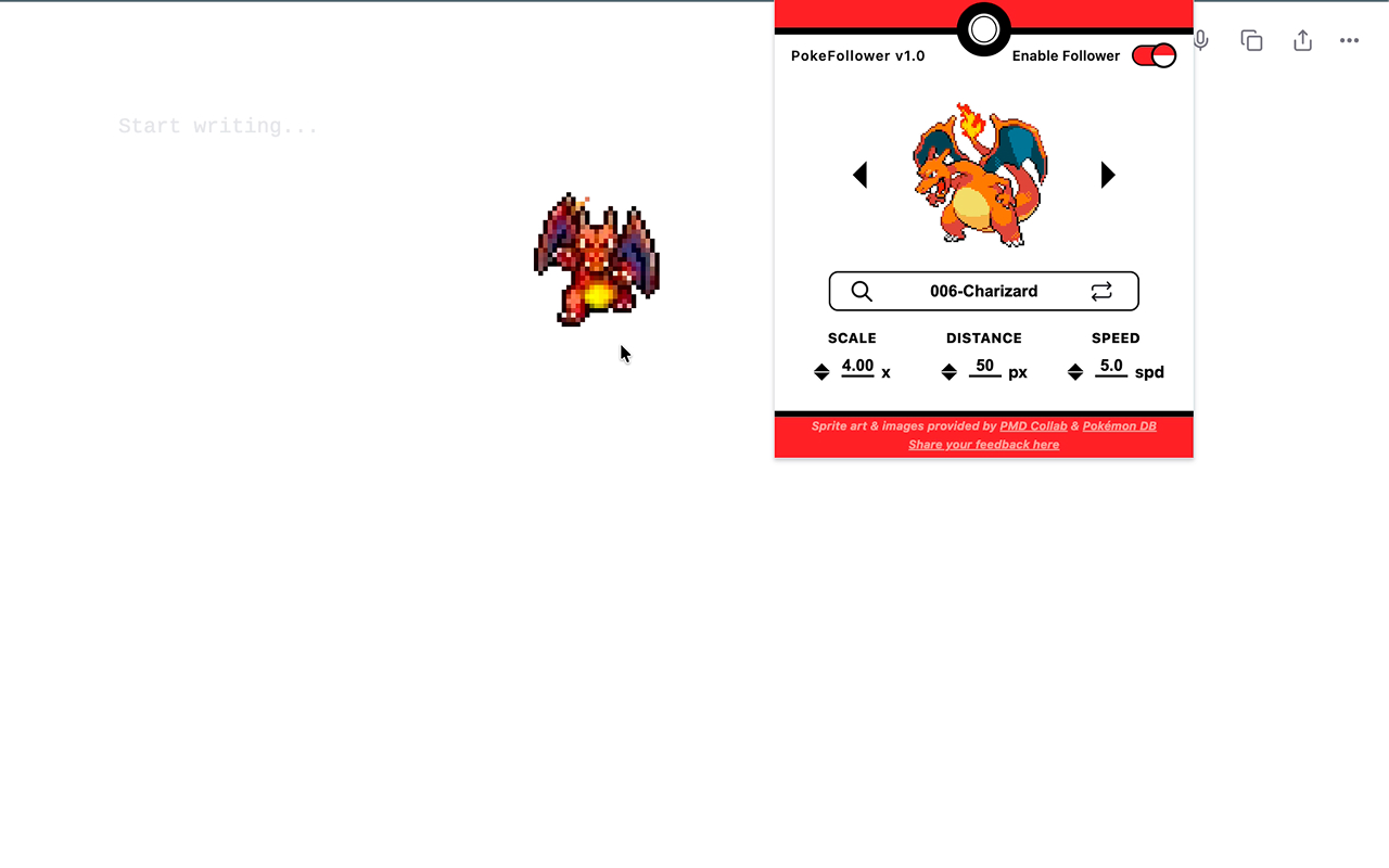 Pokemon PokéFollower Cursor chrome谷歌浏览器插件_扩展第1张截图