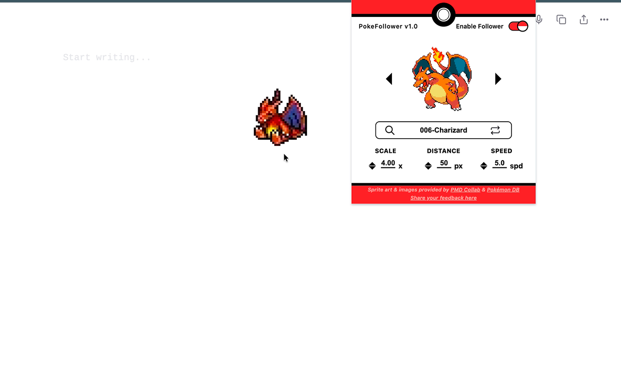 Pokemon PokéFollower Cursor chrome谷歌浏览器插件_扩展第2张截图