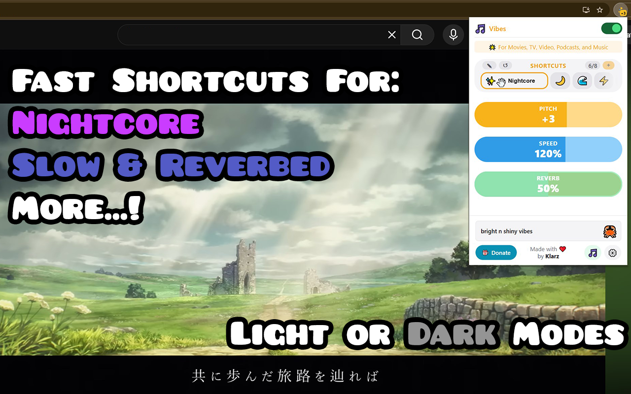 Vibes - Pitch Changer, Speed Controls, & Reverb chrome谷歌浏览器插件_扩展第2张截图