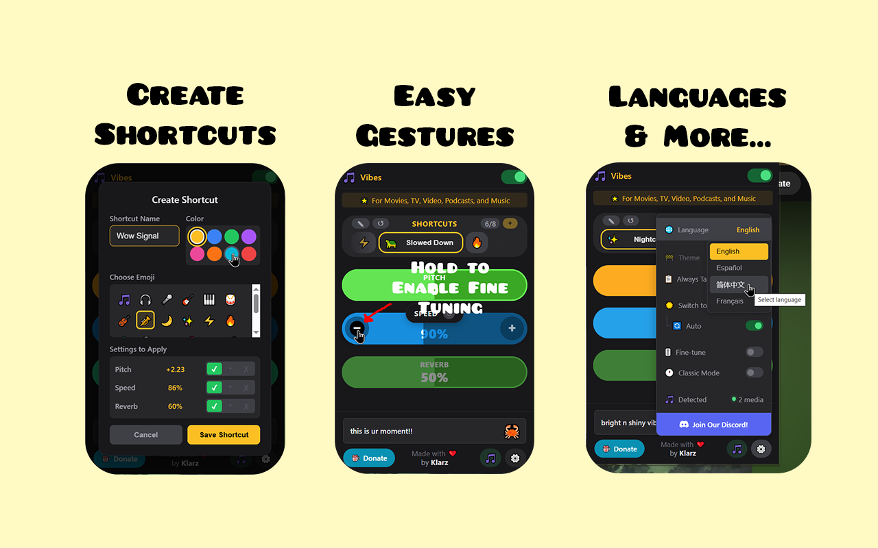 Vibes - Pitch Changer, Speed Controls, & Reverb chrome谷歌浏览器插件_扩展第4张截图