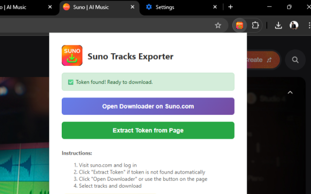 Suno Tracks Exporter chrome谷歌浏览器插件_扩展第1张截图