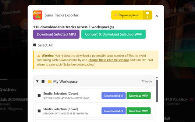 Suno Tracks Exporter chrome谷歌浏览器插件_扩展第2张截图