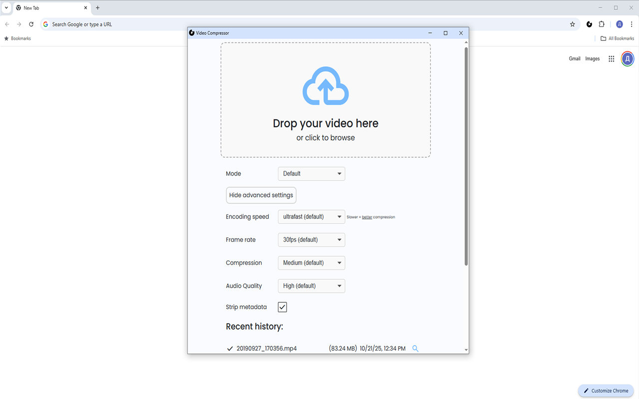 视频压缩器 chrome谷歌浏览器插件_扩展第2张截图