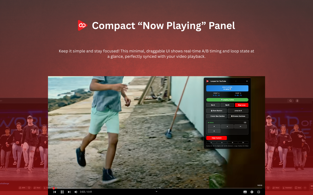Looper for YouTube — Loop & Save Sections chrome谷歌浏览器插件_扩展第1张截图