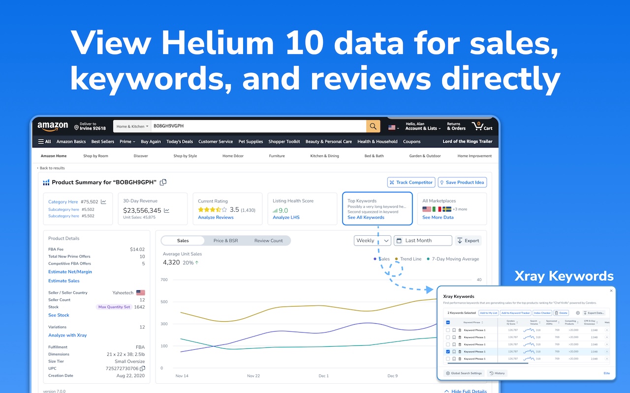 Helium 10 for Amazon Sellers, Influencers, and Walmart Sellers chrome谷歌浏览器插件_扩展第2张截图