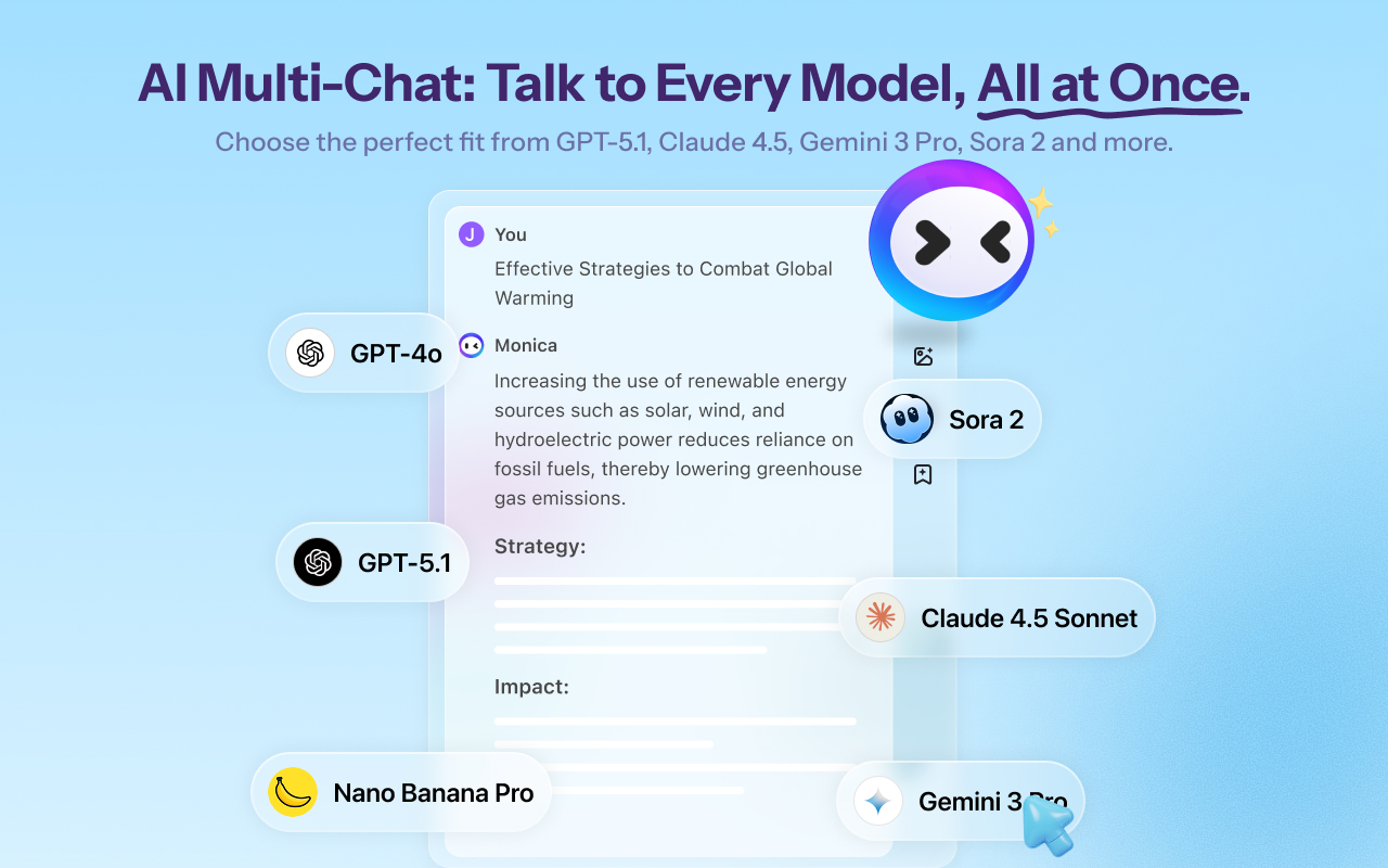 Monica：一体化 AI 助手 & 最智能 AI 代理 chrome谷歌浏览器插件_扩展第3张截图