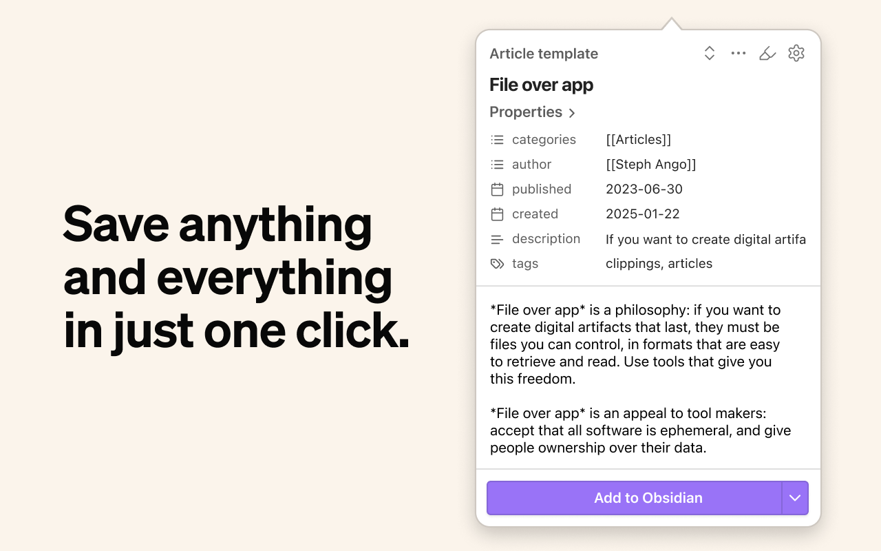 Obsidian Web Clipper chrome谷歌浏览器插件_扩展第3张截图