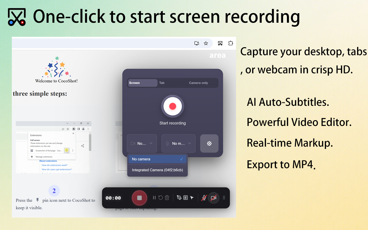 CocoShot: 屏幕截图与录屏工具 chrome谷歌浏览器插件_扩展第1张截图