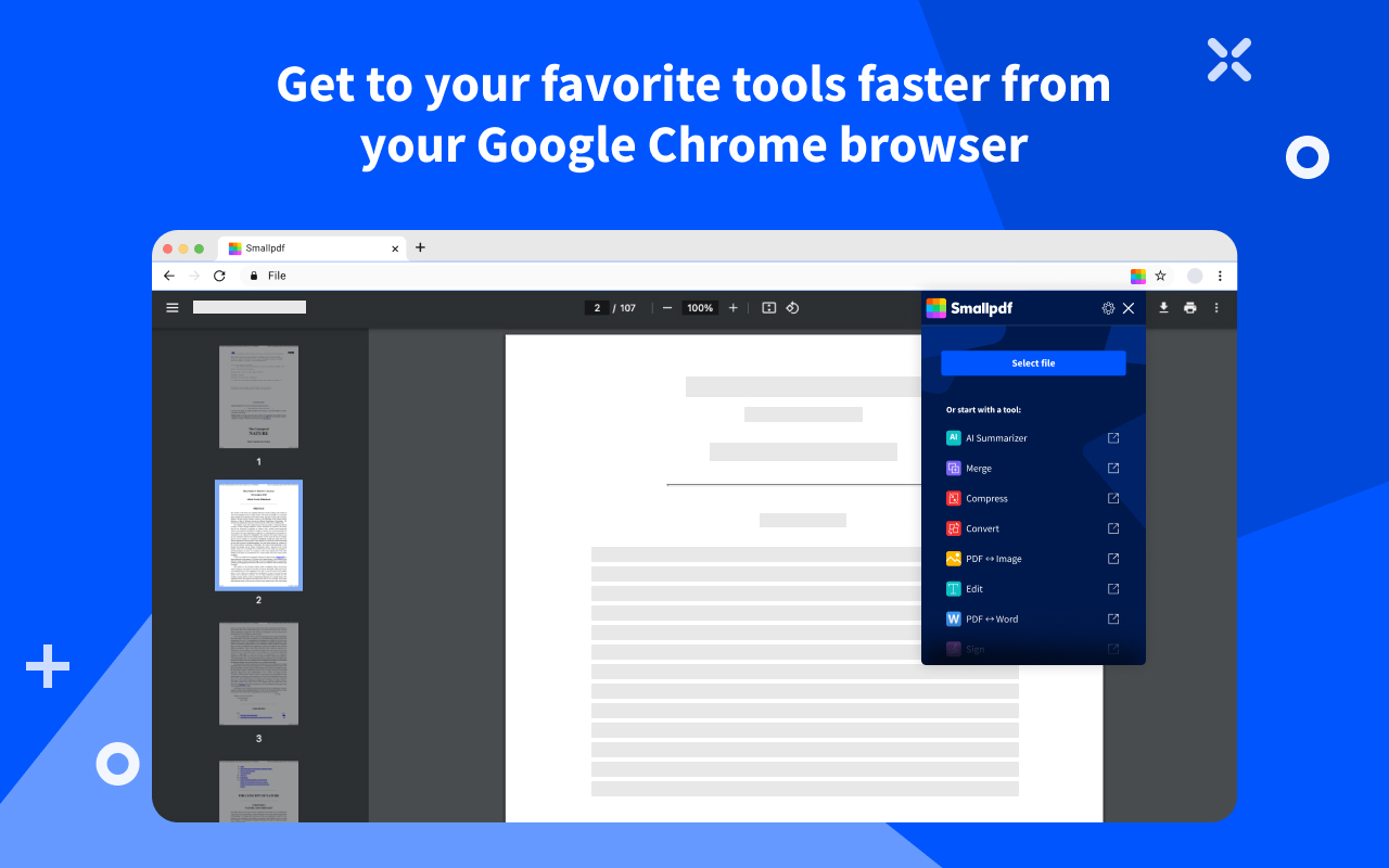 Smallpdf - 编辑、转换、压缩 PDF 文件并 AI 生成 PDF 摘要 chrome谷歌浏览器插件_扩展第1张截图