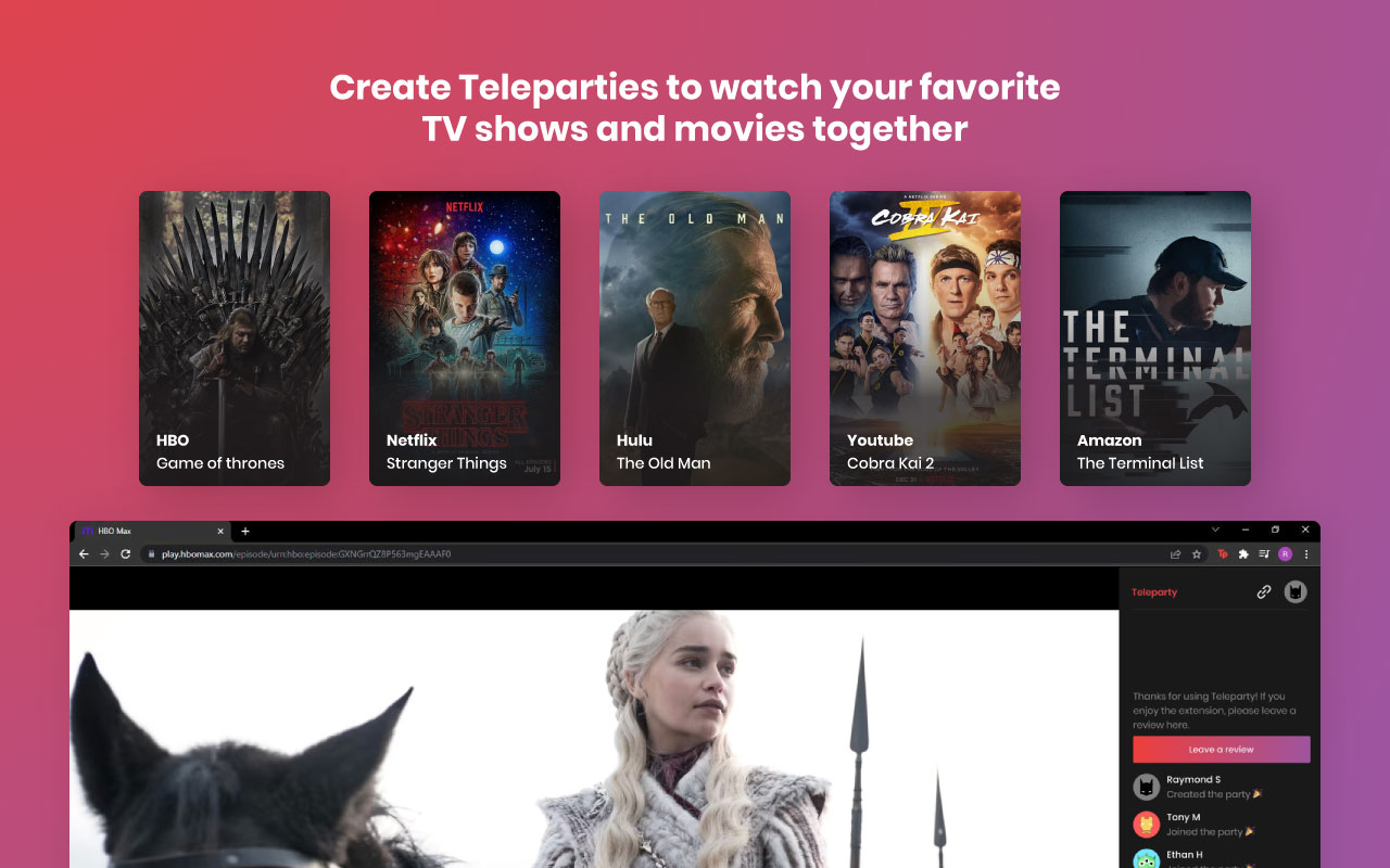 Netflix Party is now Teleparty chrome谷歌浏览器插件_扩展第2张截图